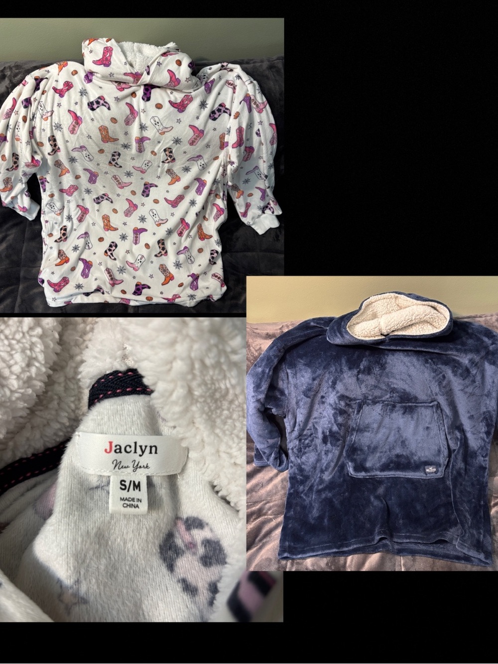 Set of 2 - Plush Hooded Pullover - Dark Blue Hollister and Multicolor Boot